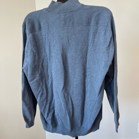 Tasso Elba men's quarter zip and snap long sleeve blue sweater in a size XXL - Picture 2 of 13